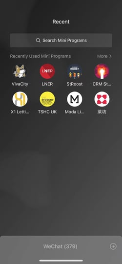 WeChat Mini Program recent task bar